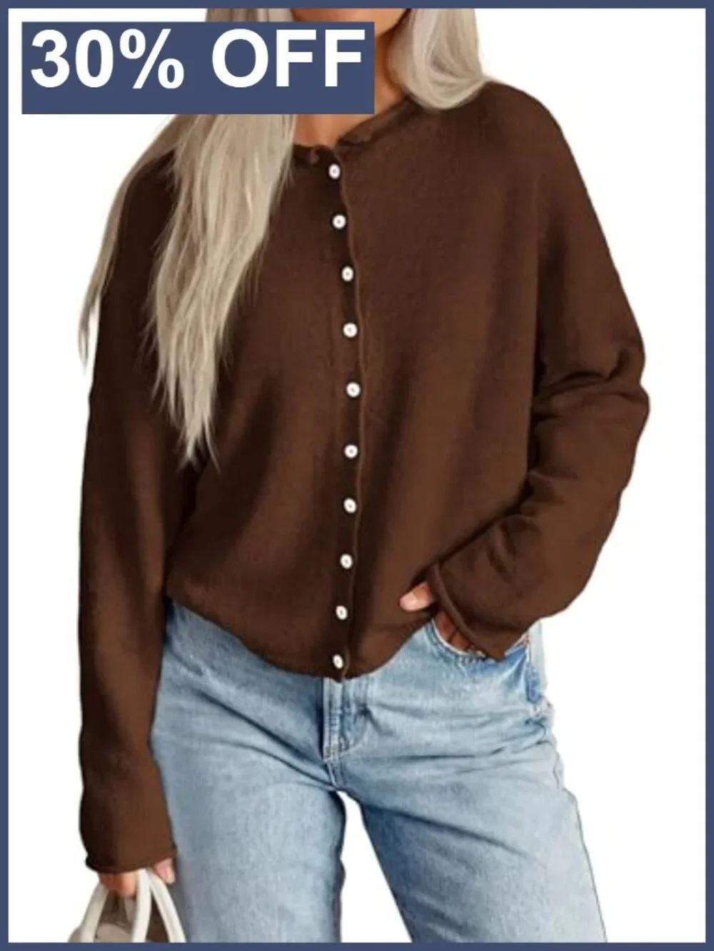 Oversized Button Up Knit Cardigan Women Lightweight Fall Sweater